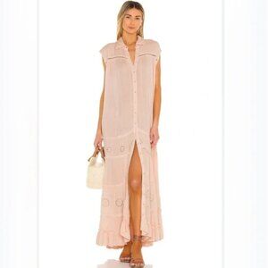 eloise a line dress free people | Dresses | Free People Maxi Size Large Eloise features a collar WHITE/HOT PINK Cece Lace Ruffle Tie Color:BEET